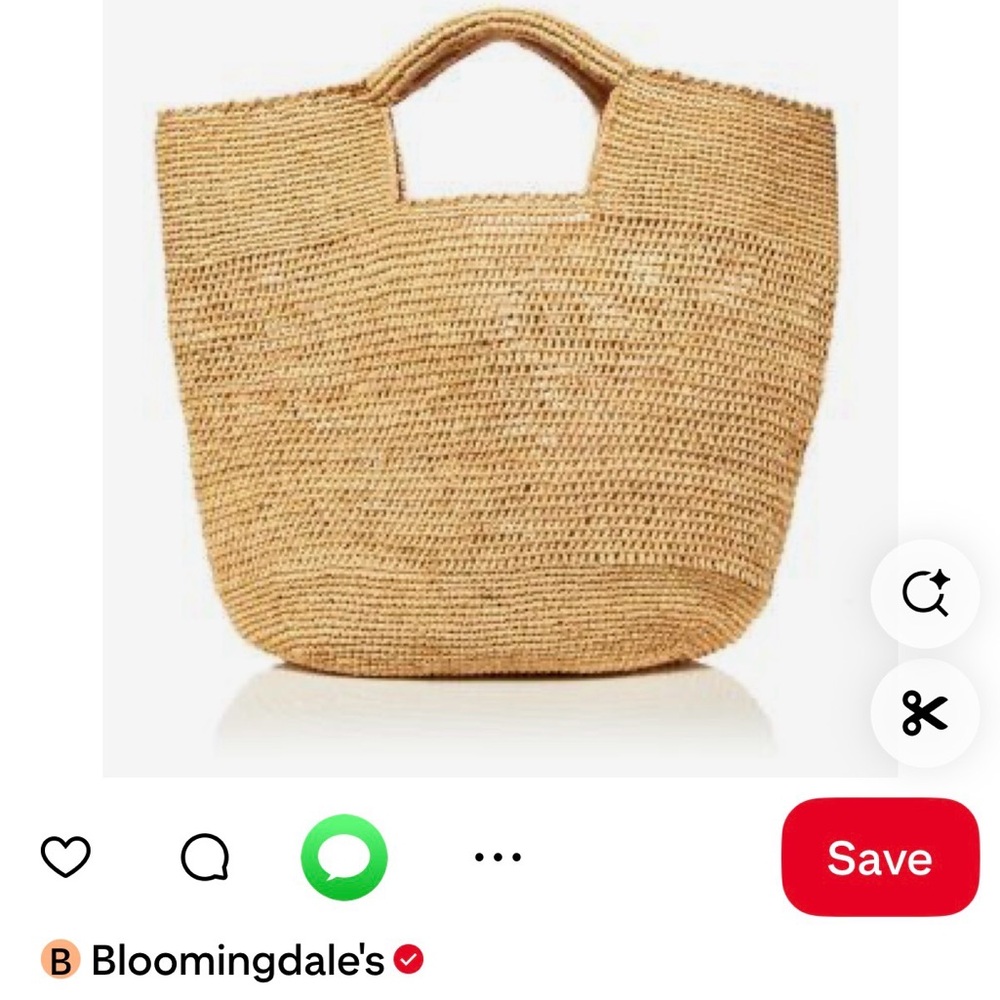 Aqua Beige Woven Straw Tote